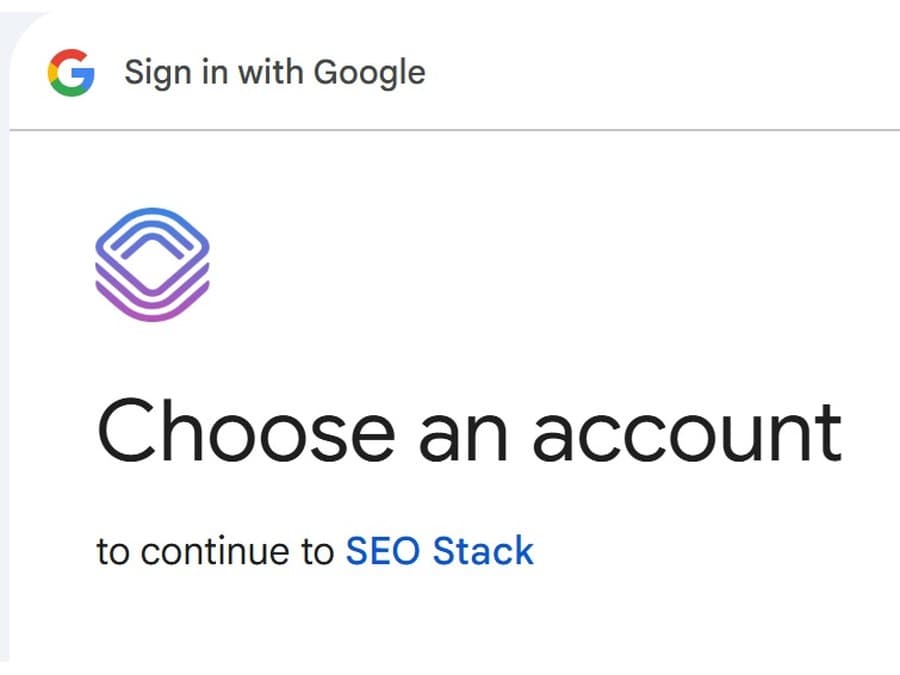 Signing in to SEO Stack with a Google account
