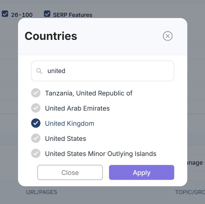 Country filtering in SEO Stack