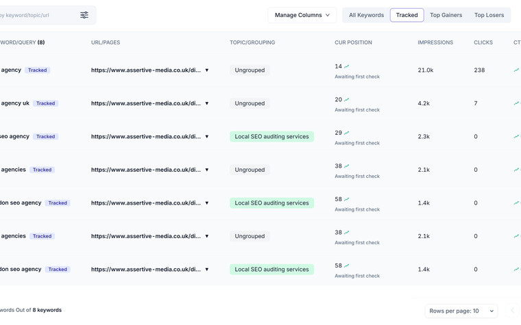 Rank Tracking in SEO Stack